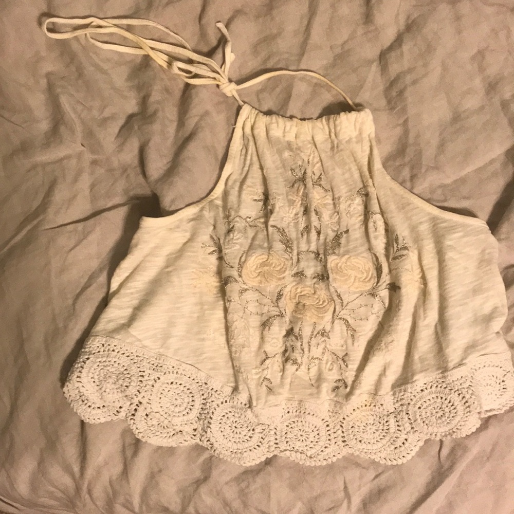Kimchi blue urban outfitters ivory halter crop top